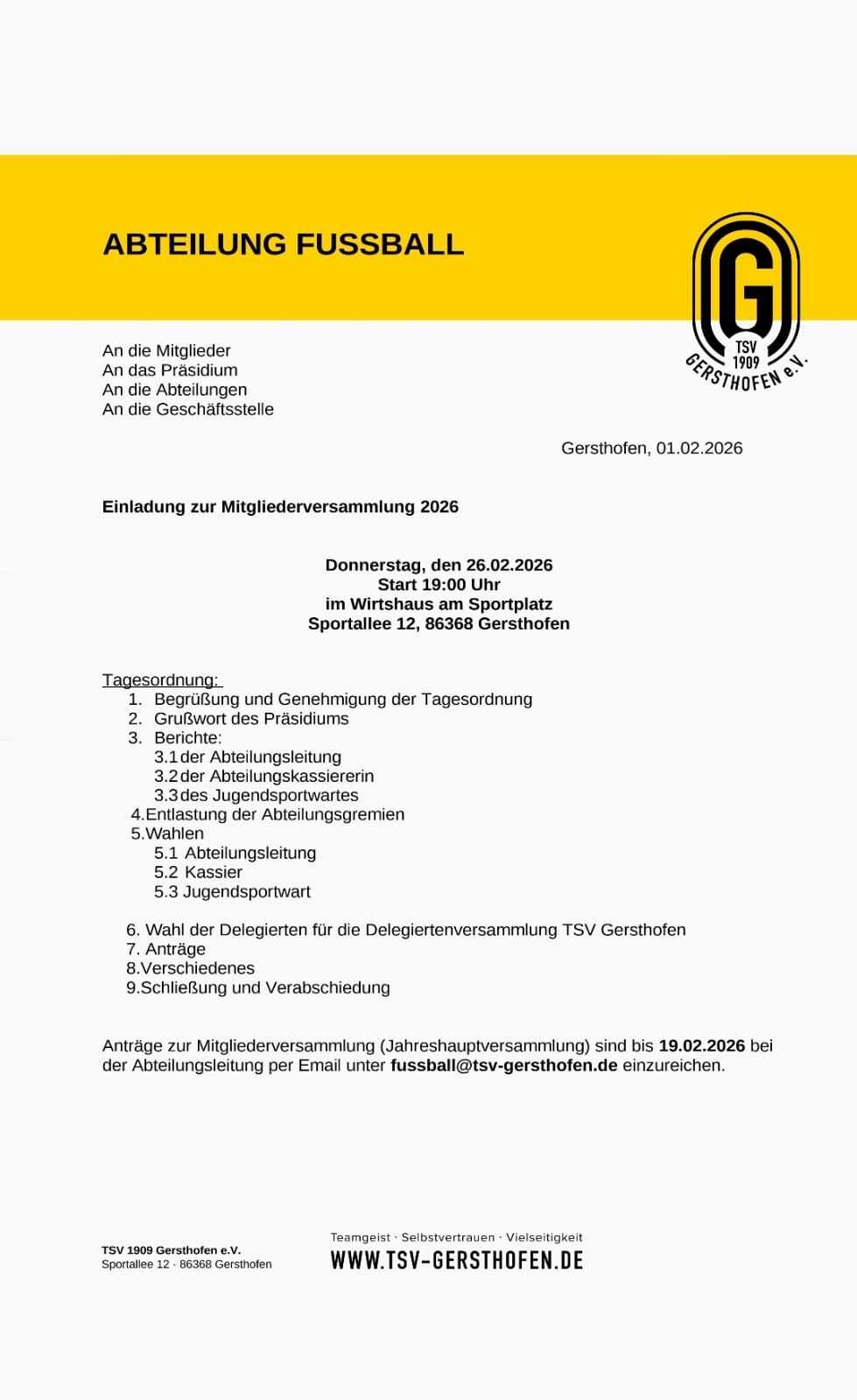 Mitgliederversammlung 2026