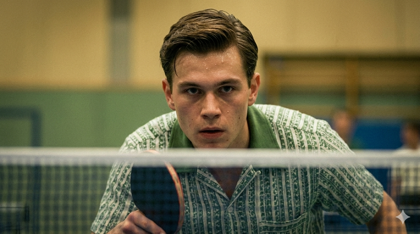 Porträt eines konzentrierten Tischtennisspielers